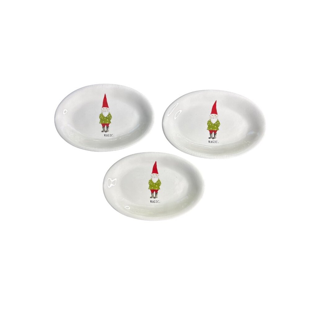 Rae Dunn Artisan Collection by Magenta "Magic Gnome" Set of 3 Appetizer Plates